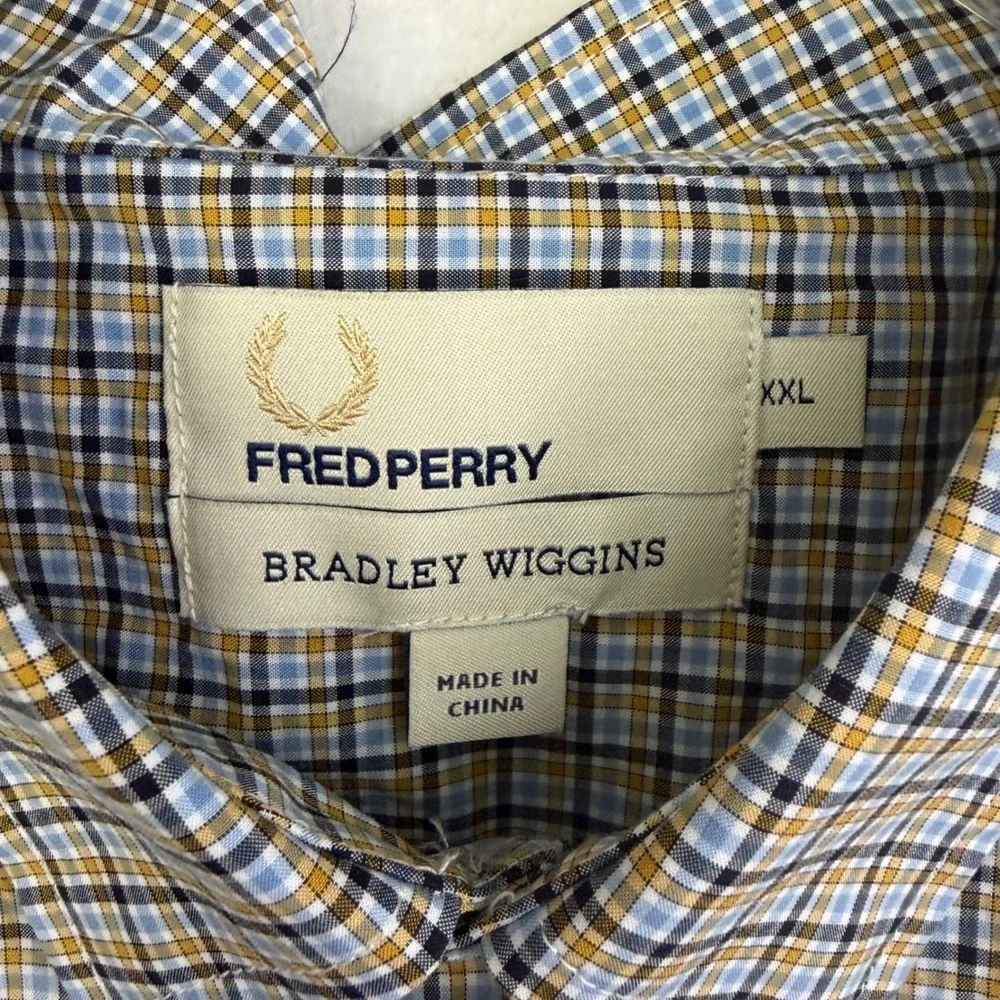 Fred Perry Bradley Wiggins Shirt Mens XXL Mustard Gingham New Short Sleeve M6715